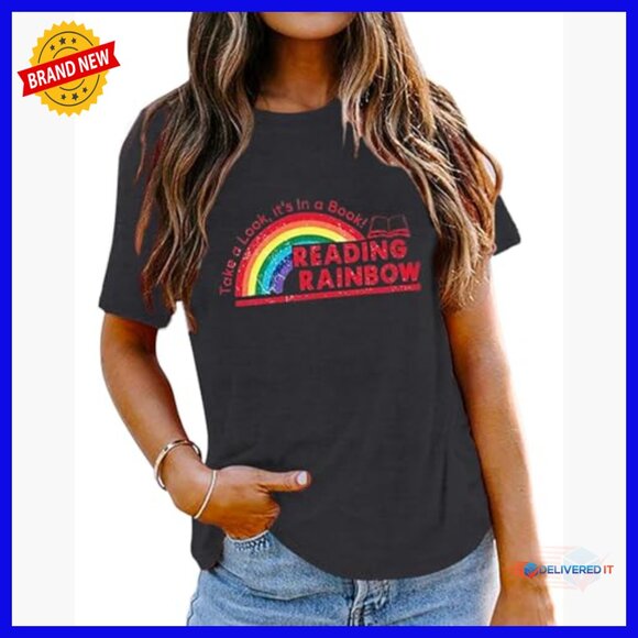 Women's Book Lover T-Shirt, Cotton Blend, Short Sleeve, Reading Teacher Tee - Picture 2 of 6